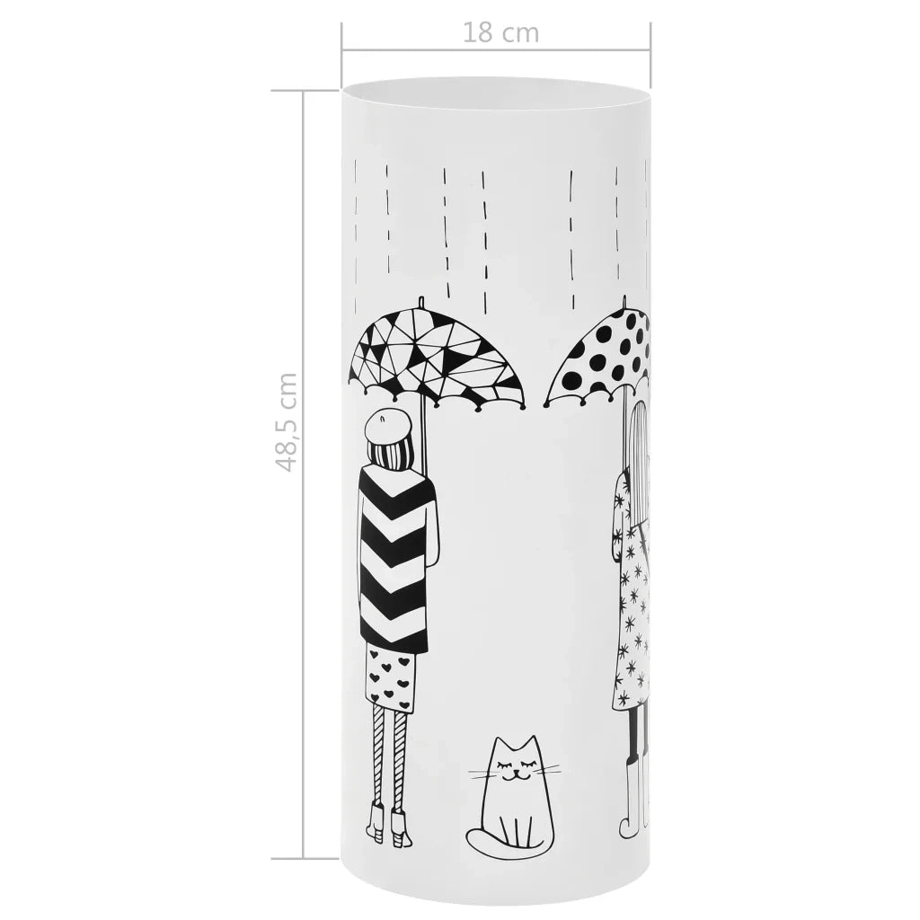 Porta Ombrelli con Disegni di Ragazze in Acciaio Bianco CFW5250570