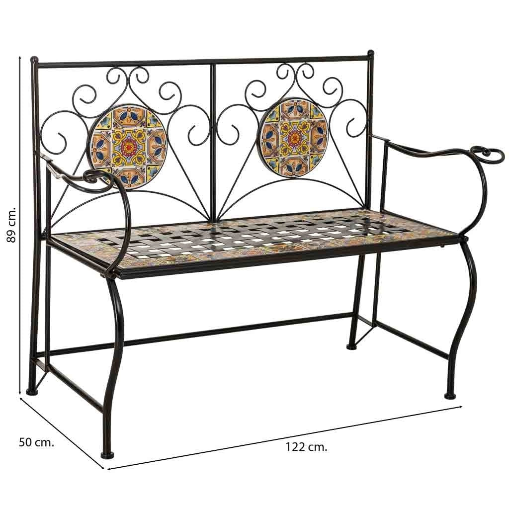 Panca in metallo multicolore, 110x50x88h cm