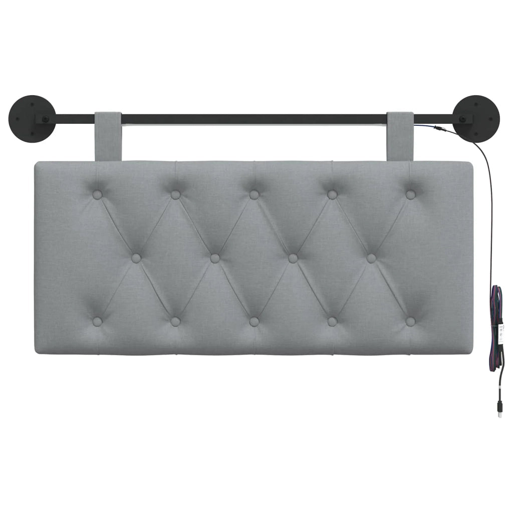 Testiera | Testata sospesa Con luce LED Grigio Chiaro Tessuto