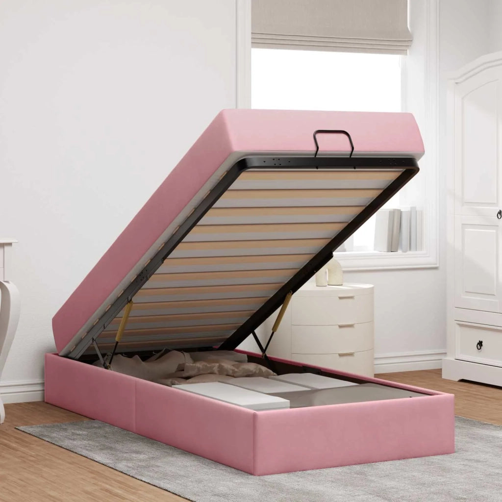 Struttura letto con materasso con materasso 2 pcs Rosa Velluto