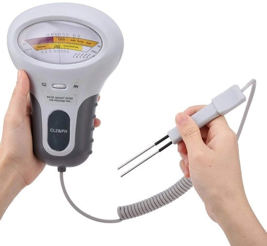 Misuratore di Qualità dell'Acqua Digitale - pH-Metro - Tester di Cloro - Tester per Piscine - Robusto in Plastica - Schermo Grande - Misuratore di Qualità dell'Acqua