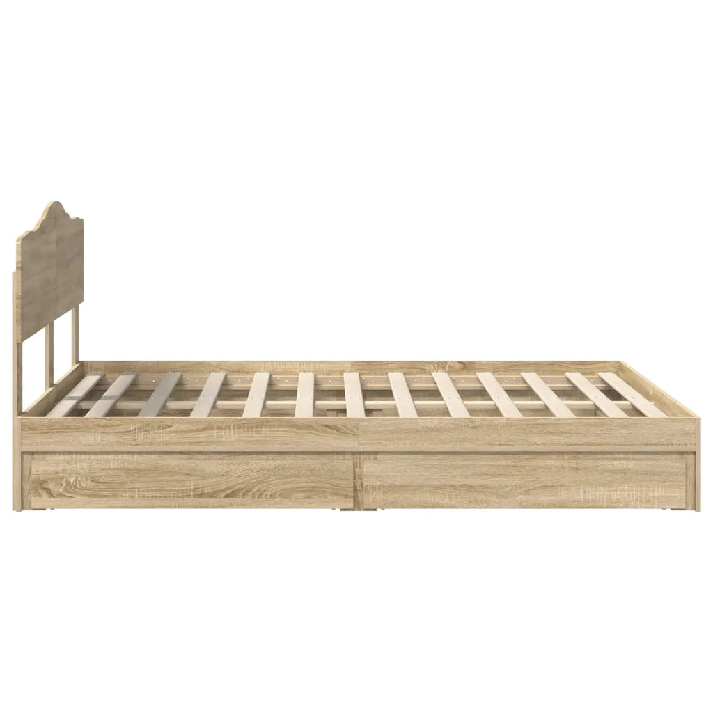 Letto con Contenitore con testiera Rovere Sonoma 140 x 200 cm 3413091