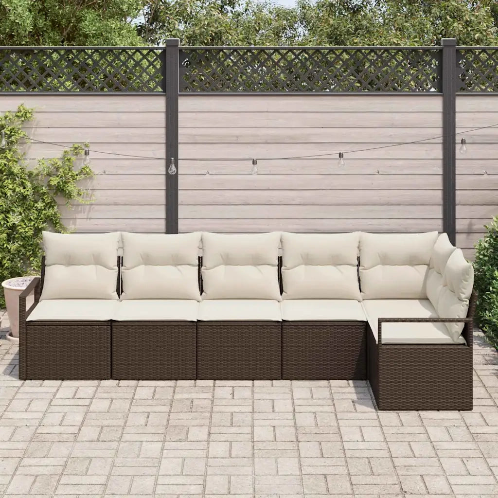 Set di divani 6 pcs Marrone polyrattan