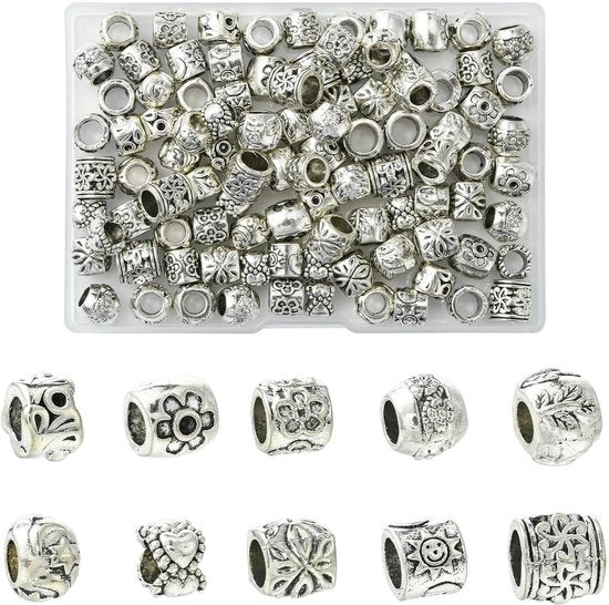 100 pezzi di spacer per gioielli in argento antico per DIY