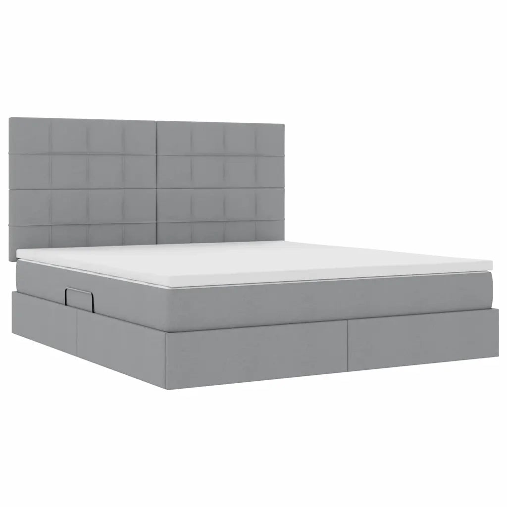 Letto con contenitore e materasso Grigio chiaro 160 x 200 cm