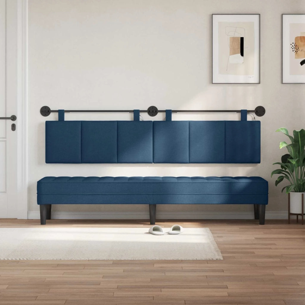 Testiera sospesa Con luce LED Blu Tessuto 3424836