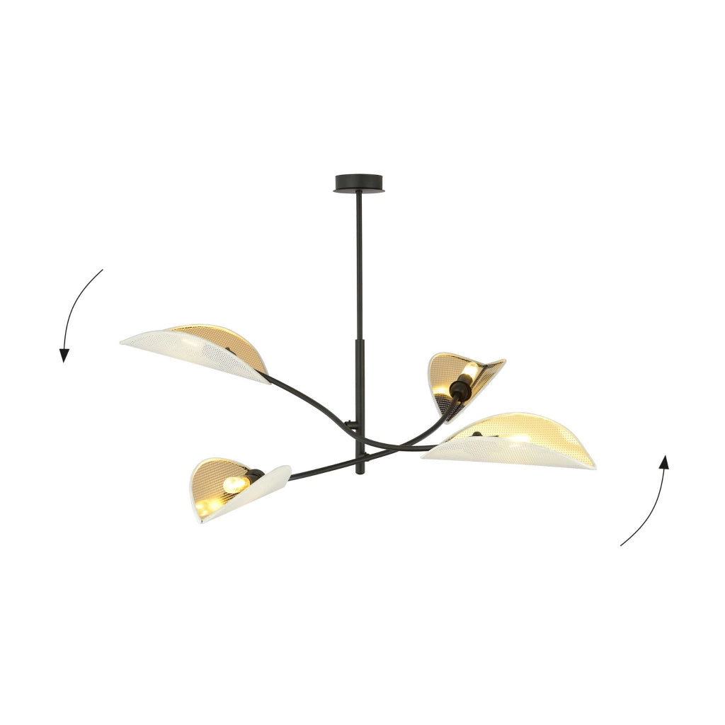 Plafoniera Emibig Lotus 4 luci E14 bianco oro 102cm
