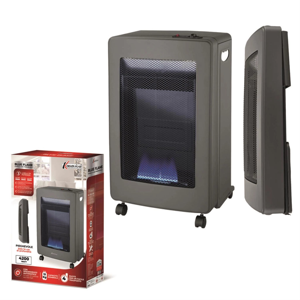 STUFA A GAS PIEGHEVOLE 4200 WATT 3 LIVELLI DI POTENZA FIAMMA BLU