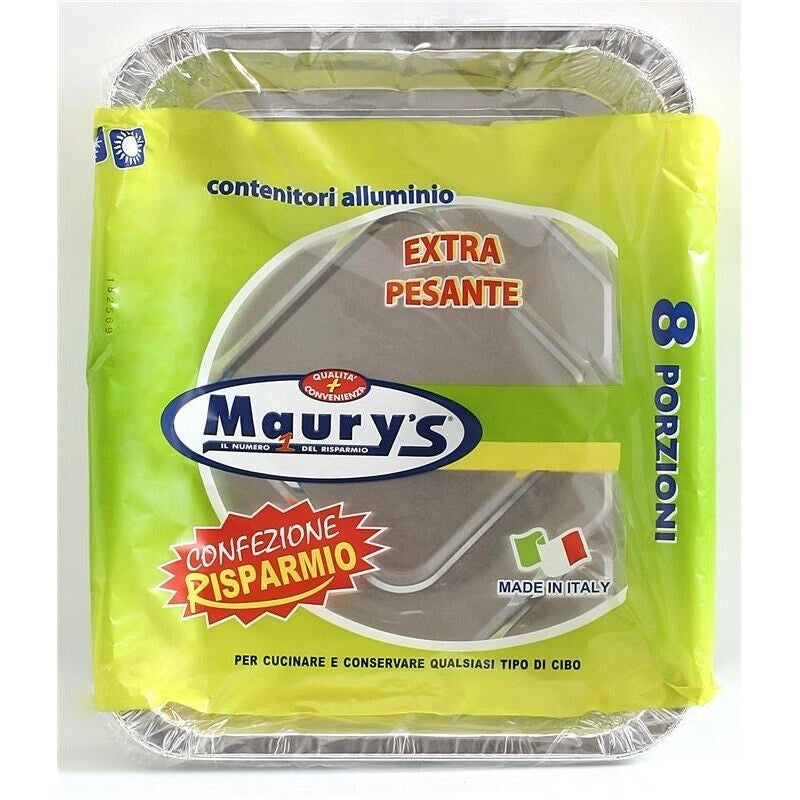 MAURY'S SET 10 CONTENITORI RETTANGOLARI IN ALLUMINIO DA 8 PORZIONI