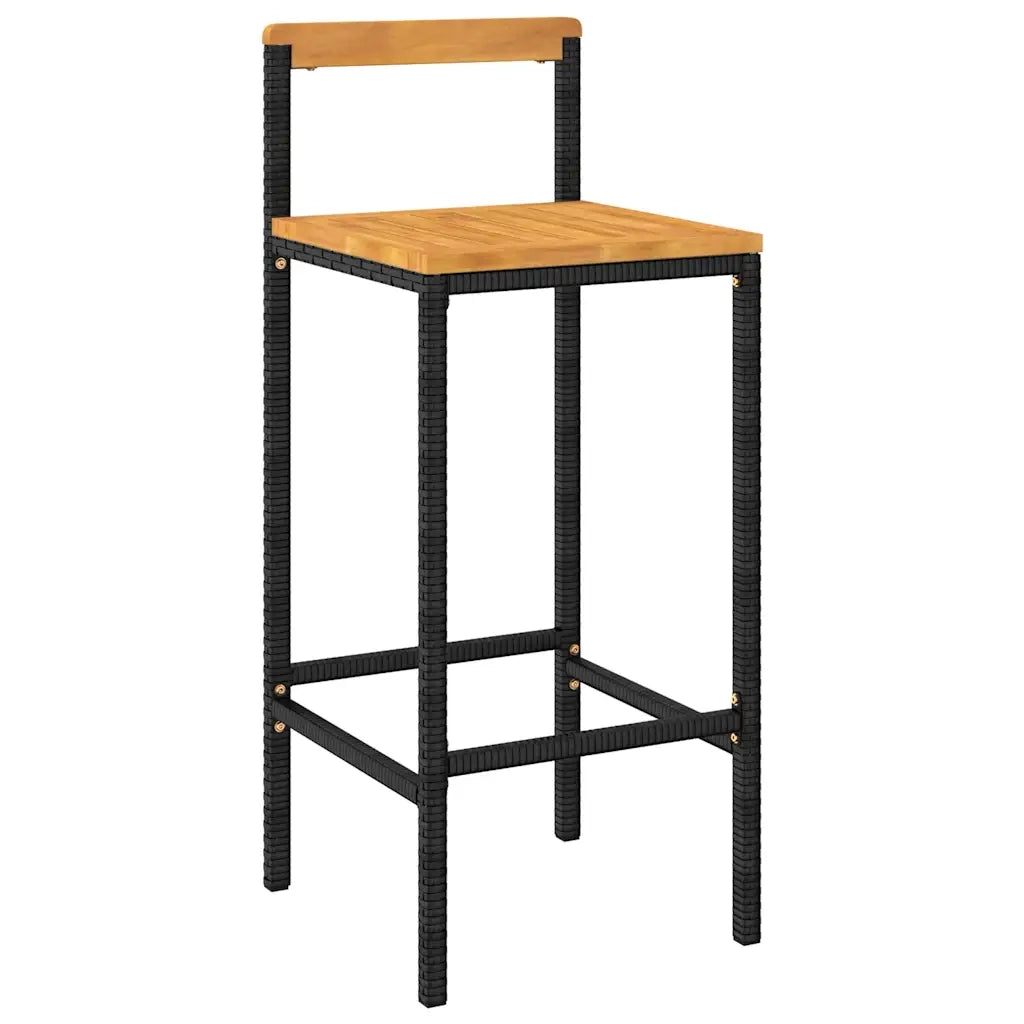 Set Bar Giardino 5 pz Nero Polyrattan e Legno Massello Acacia 3187727