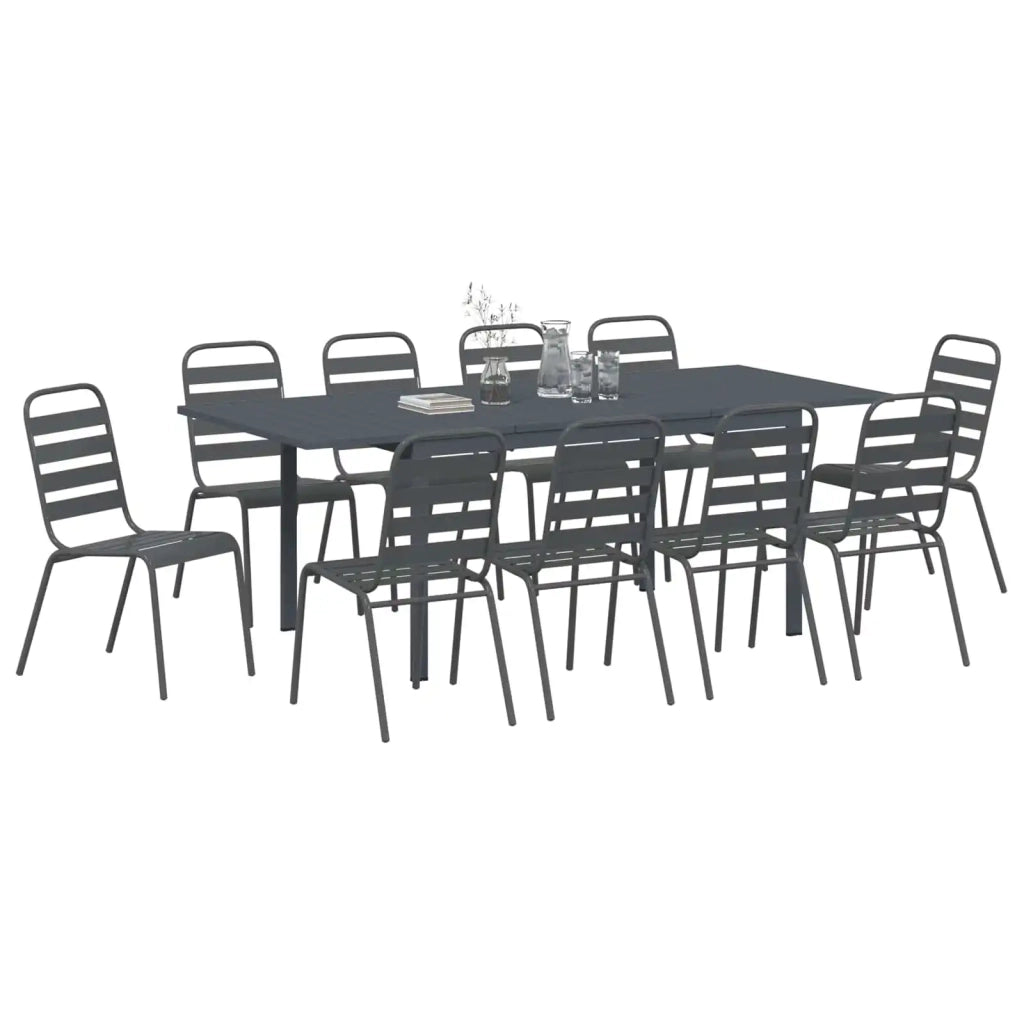Set da Pranzo per Giardino 11 pcs Antracite