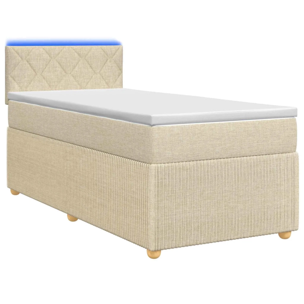 Letto box spring con materasso Crema 80 x 200 cm Tessuto 3452811