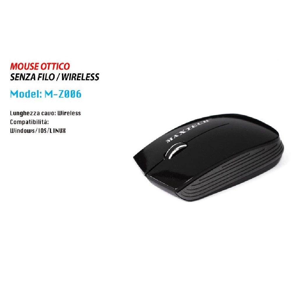 Trade Shop - Mouse Wireless Da 2.4 Ghz Senza Filo Ultra Slim Bianco - Nero Pc Tablet Design -