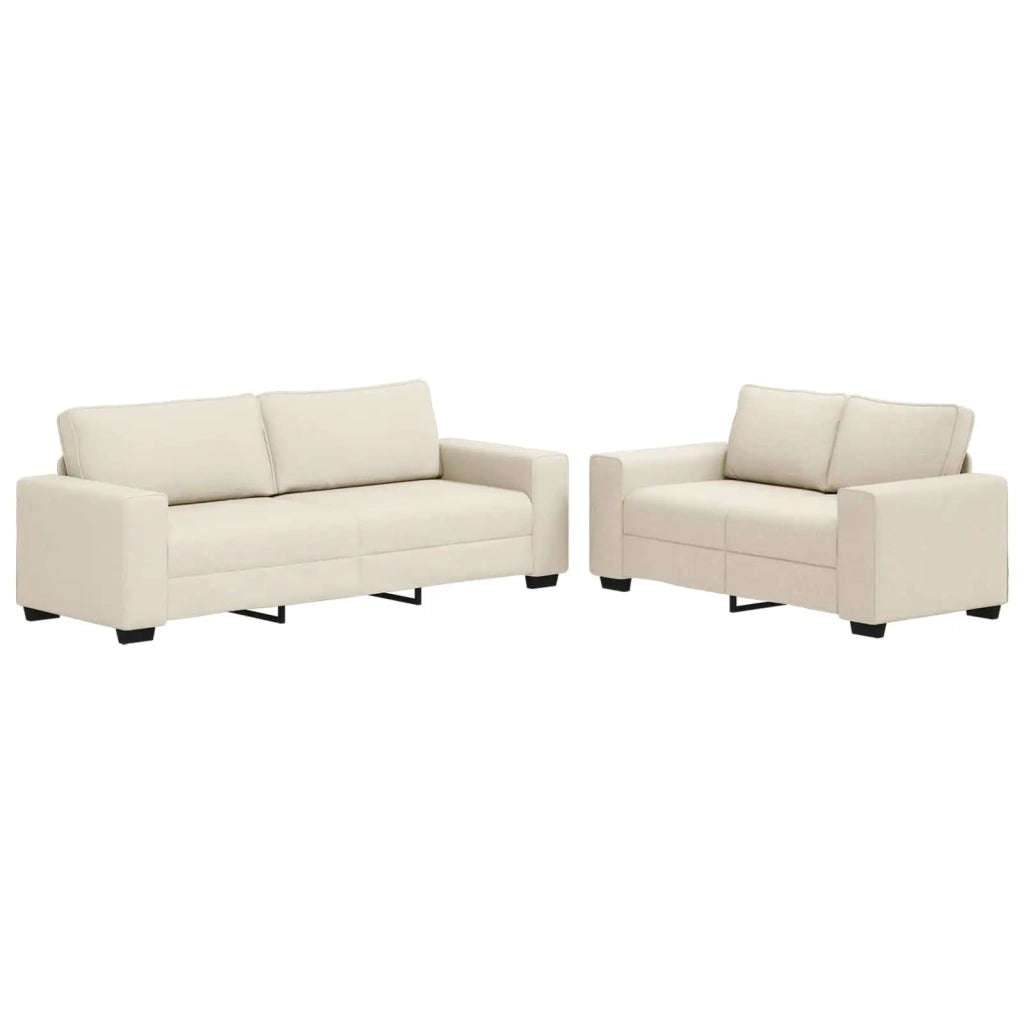 Divano 2 pcs Beige 221 x 80 x 82 cm Tessuto misto lino 3324688