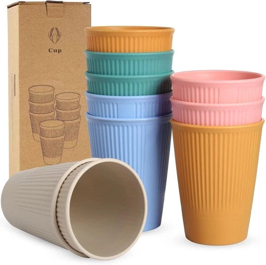 Set di bicchieri in polipropilene di 6 pezzi - Bicchieri resistenti e riciclabili - Materiale sicuro per alimenti - Resistente a forno a microonde e lavastoviglie - 300 ml - Leggero e sostenibile