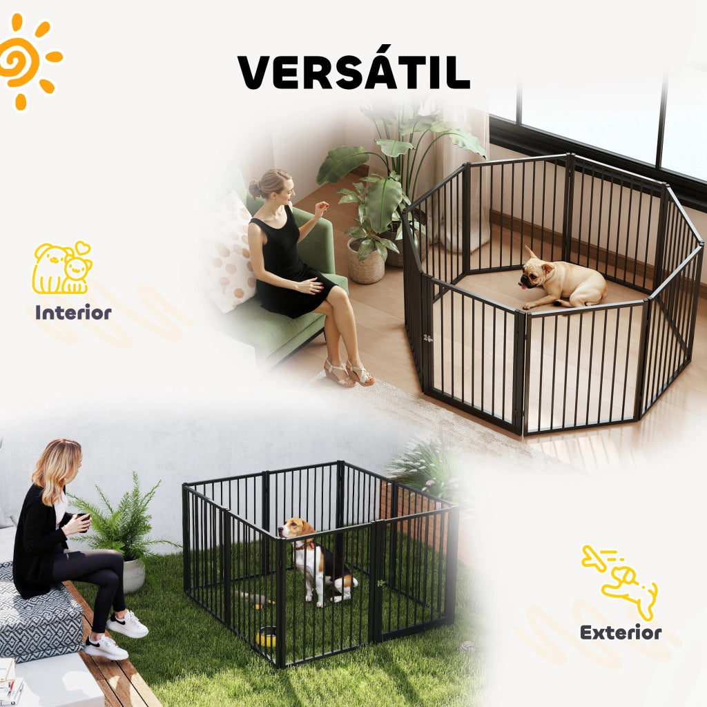 Recinto per Cani con 8 Pannelli ¨C Minimal ¨C Nero 60x76 cm