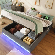 Letto contenitore - Xylo - 140x200 cm LED USB grigio
