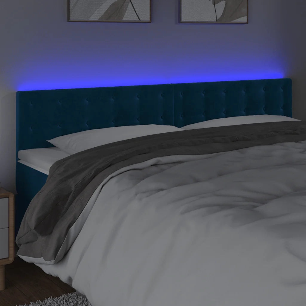 Testiera | Testata a LED Blu Scuro 180x5x78/88 cm in Velluto