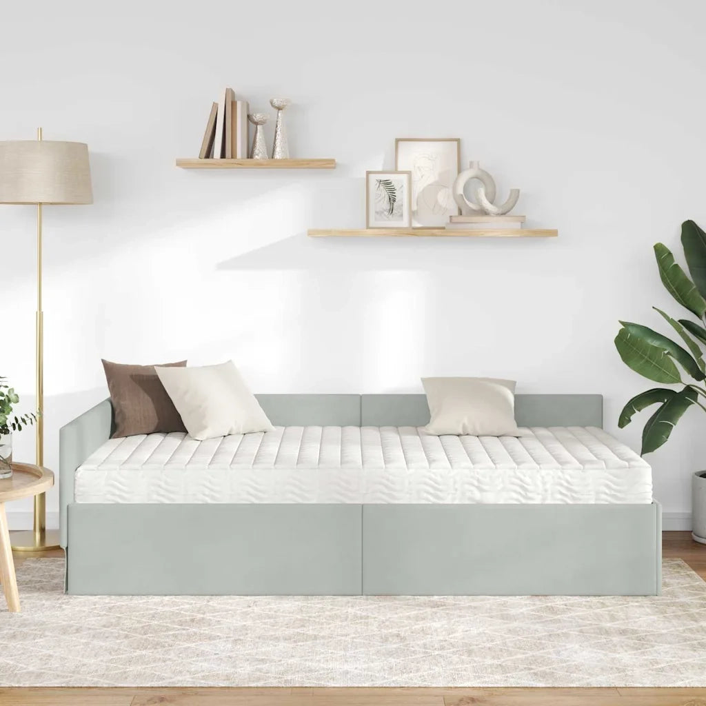 Struttura Letto Angolare con Materasso 2 pcs Grigio chiaro