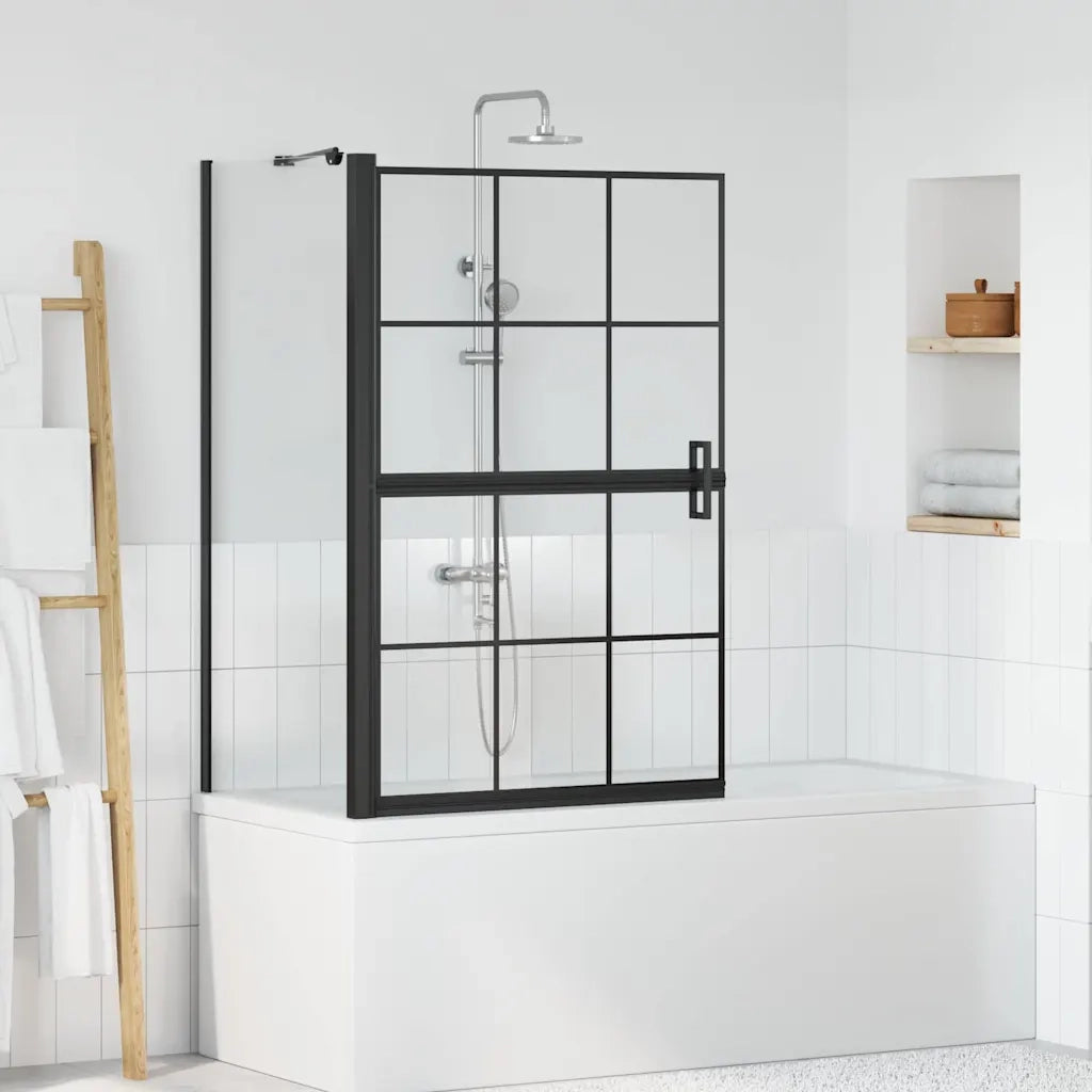 Schermo per Bagno e Doccia Nero e trasparente 116 x 68 x 128 cm