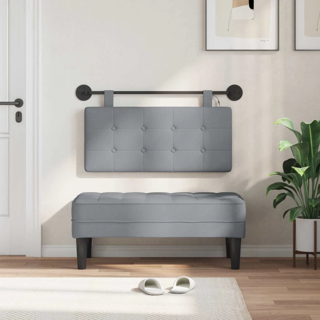 Testiera sospesa Con luce LED Grigio Chiaro Tessuto 3424366