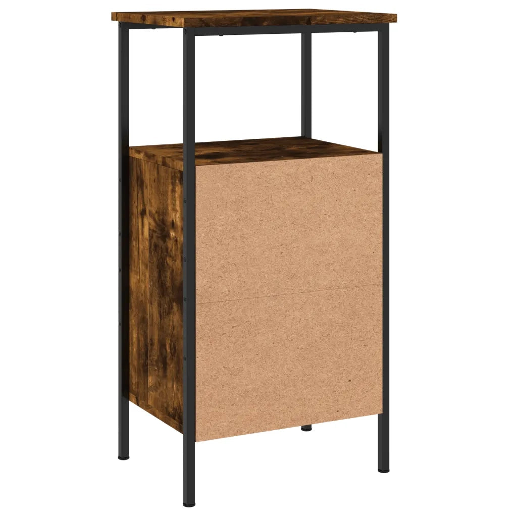 Comodino | Armadio da Notte | Mobiletto da notte Rovere Fumo 41x31x80 cm Legno Multistrato