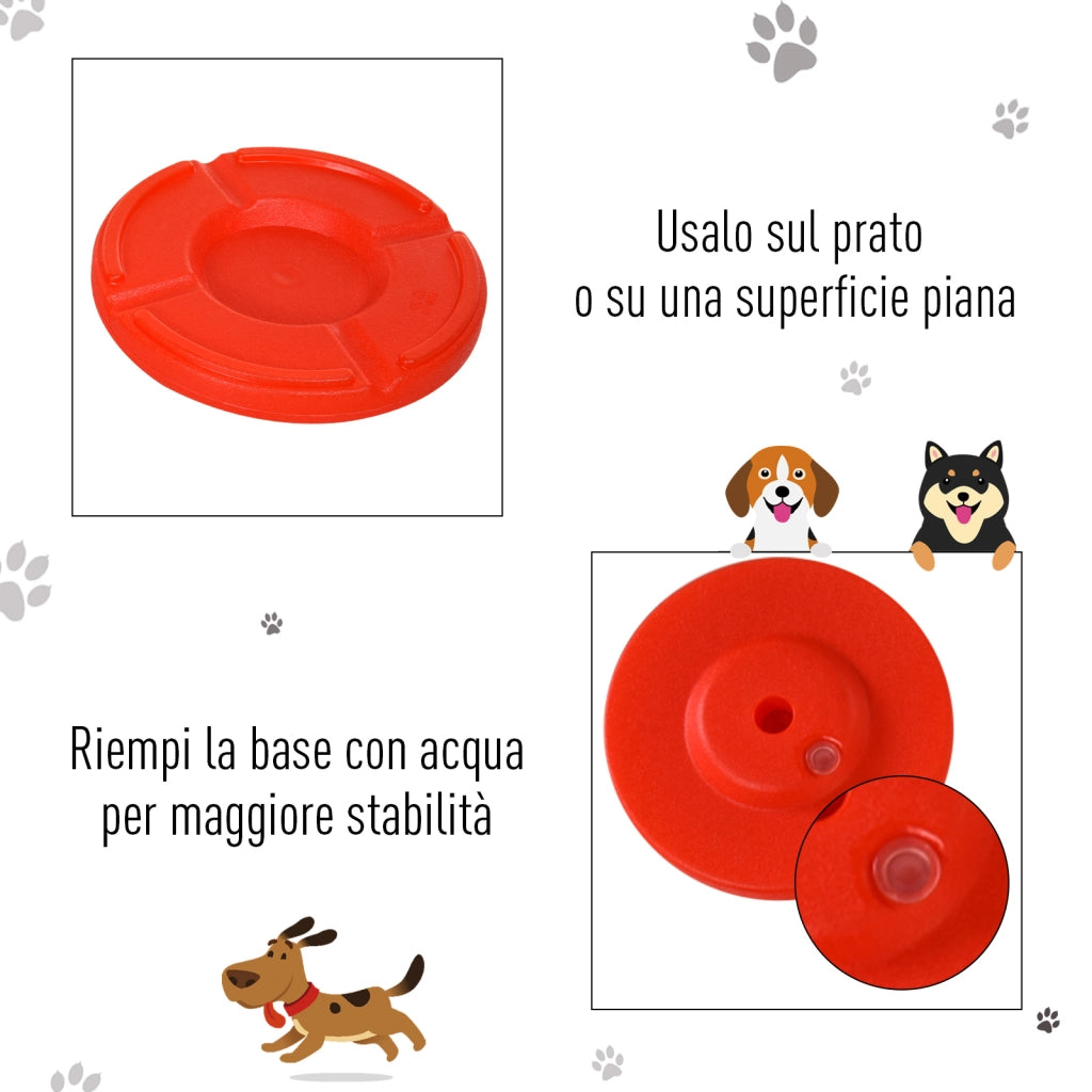 Set Agility Dog 3 Esercizi Slalom Ostacoli Anello ¨C Minimal ¨C Giallo e Rosso