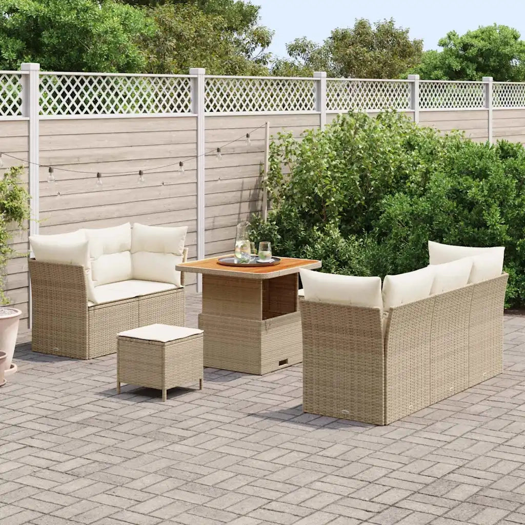 Set Divano da Giardino 8 pcs Beige polyrattan 3361426