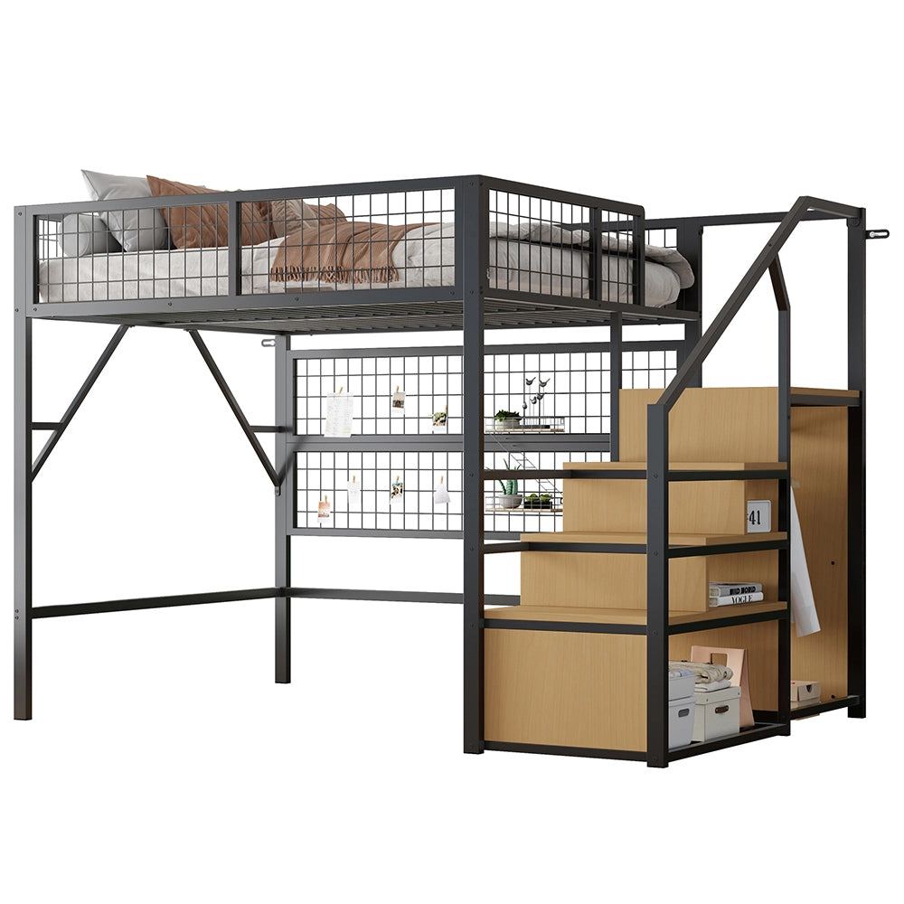 Letto a soppalco - Xylo - 140x200 cm LED app nero