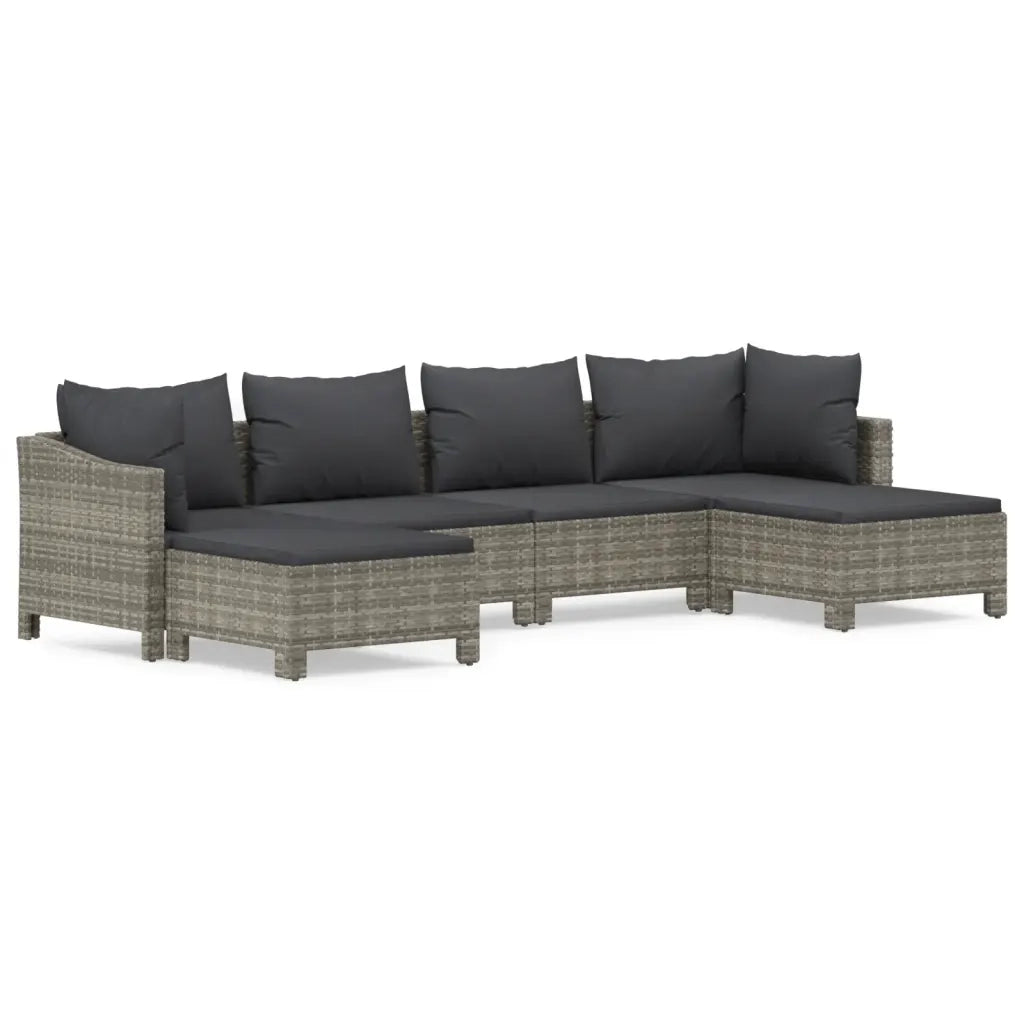 Set Divani da Giardino 6 pz con Cuscini in Polyrattan Grigio 3187295