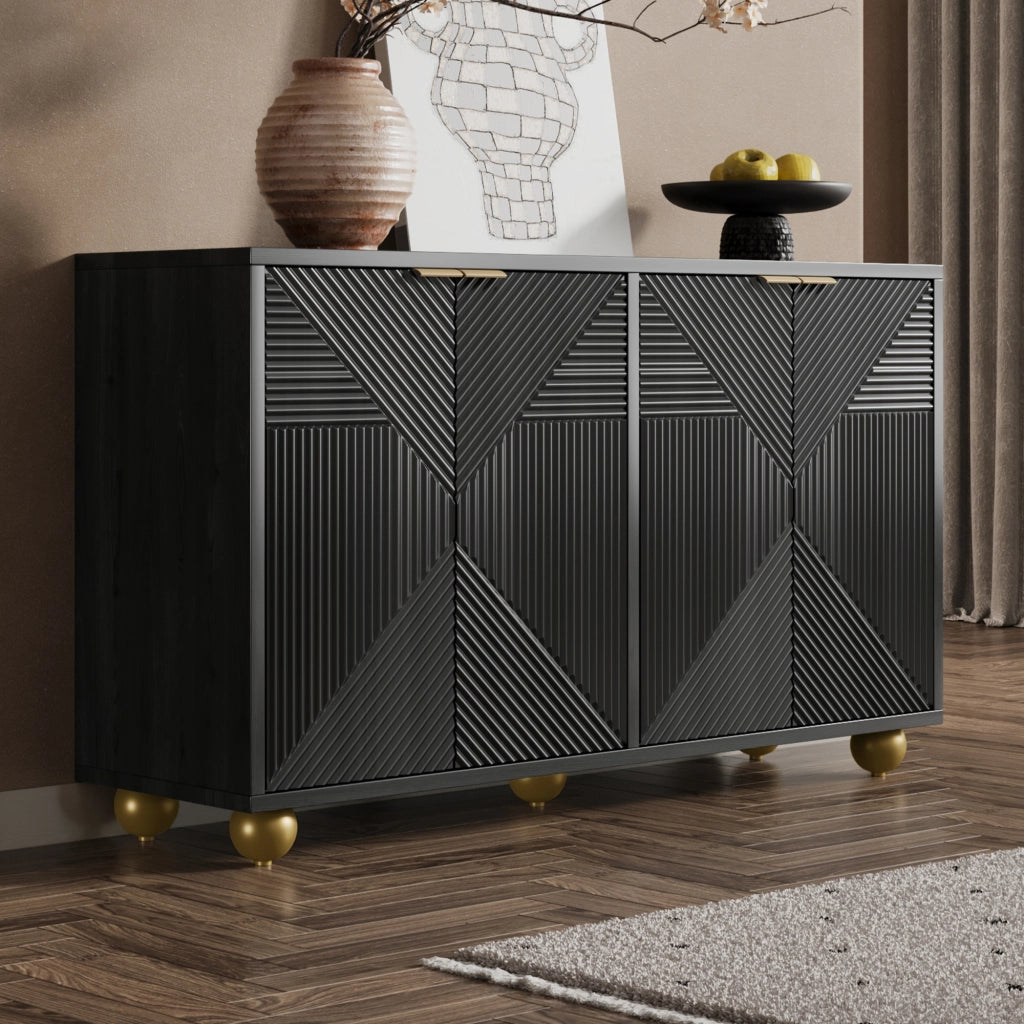 Credenza con Ante e Ripiani ¨C MINIMAL ¨C Legno, Gambe Sferiche