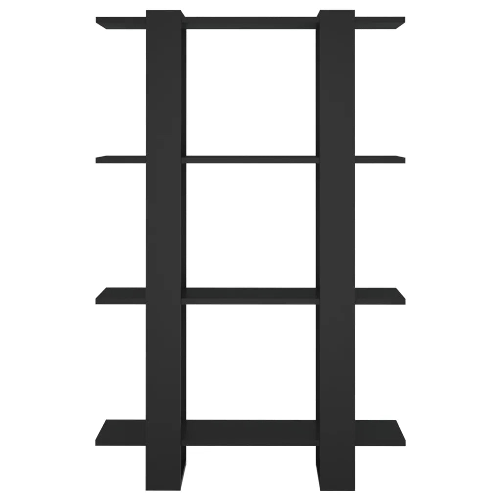 Libreria Divisorio-Scaffale per Libri-Mobile di Stoccaggio Nero 80x30x123,5 cm