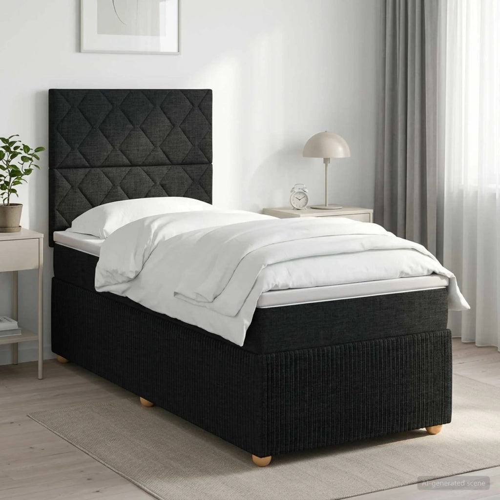 Letto box spring con materasso Nero 100 x 200 cm Tessuto 3454335
