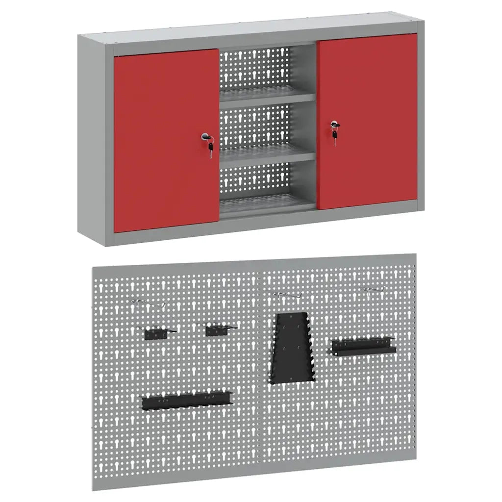Set di armadi per attrezzi con lo scaffale 3 pcs Rosso 3321405