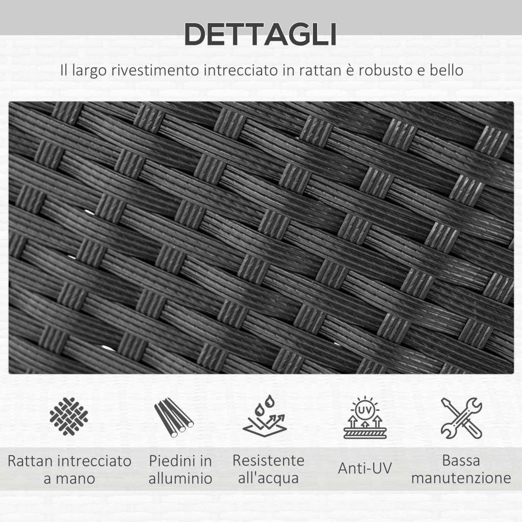 Set Tavolo e Sedie da Giardino 7 Pezzi in Polyrattan e Legno con Cuscini ¨C Minimal ¨C Nero