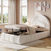 LETTO Contenitore 90x200 cm Bouclé Beige con rete a doghe
