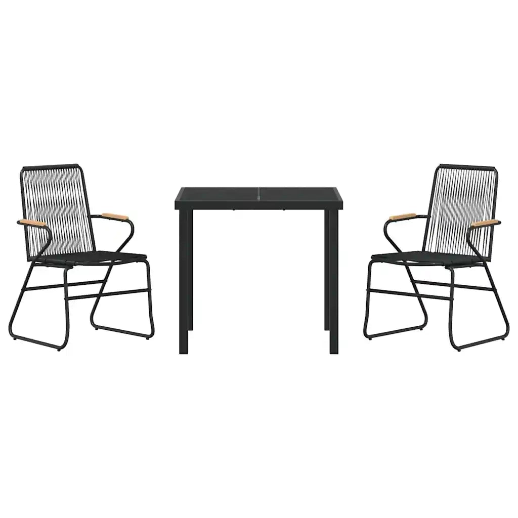 Set da Pranzo per Giardino 3 pcs Nero