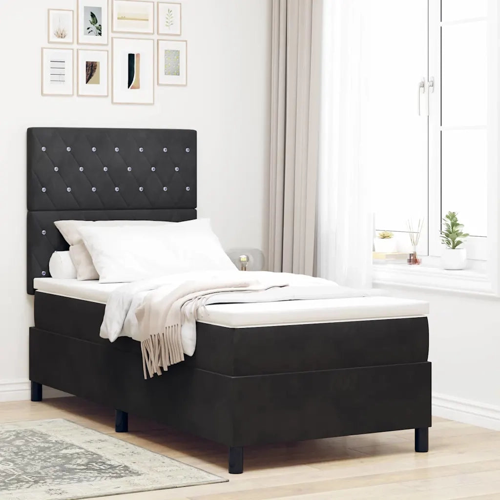 Letto a molle con materasso Nero 90 x 190 cm Velluto 3339736