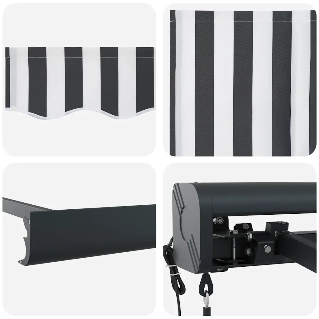 Tenda Retrattile Antracite e Bianca 5x3 m Tessuto e Alluminio 3216142