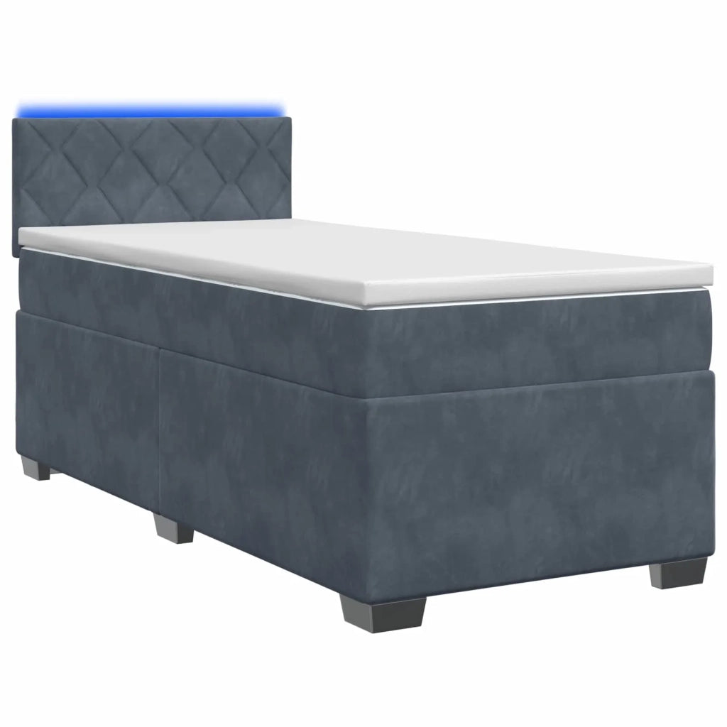 Letto con Box Spring, Materasso e LED Grigio Scuro Singolo 3452263