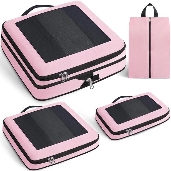 Organizzatore di viaggio con finestra a rete - Tas di trasporto compresso - Organizzatore portatile - Borsa di viaggio espandibile - Leggero - Design visibile - Borse di stivaggio