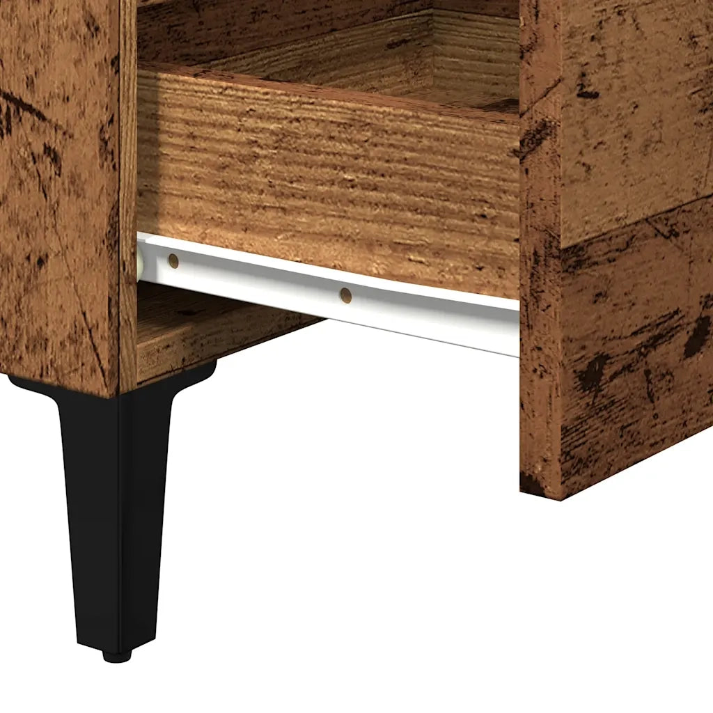 Comodino con Gambe in Metallo Legno Antico 40x35x69 cm 856424