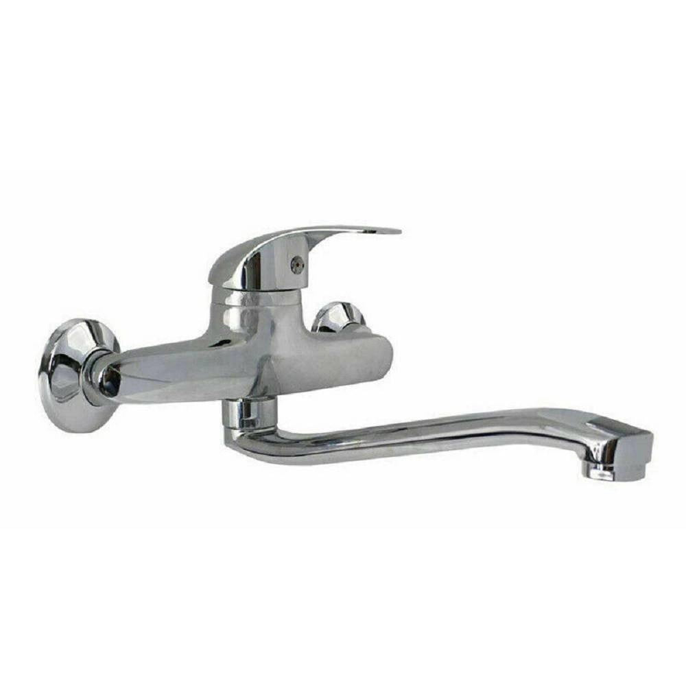 Trade Shop - Miscelatore Rubinetto Monocomando Lavello Cucina Canna Alta Cromato Muro 69139 -