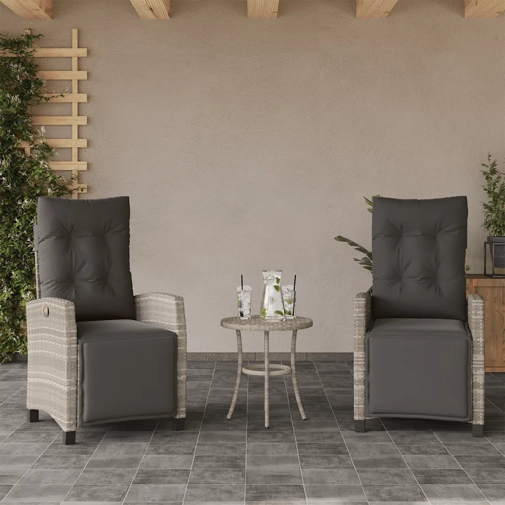 Set da Bistr¨° 3 pz | Set Salotto da Giardino con Cuscini Grigio Chiaro in Polyrattan