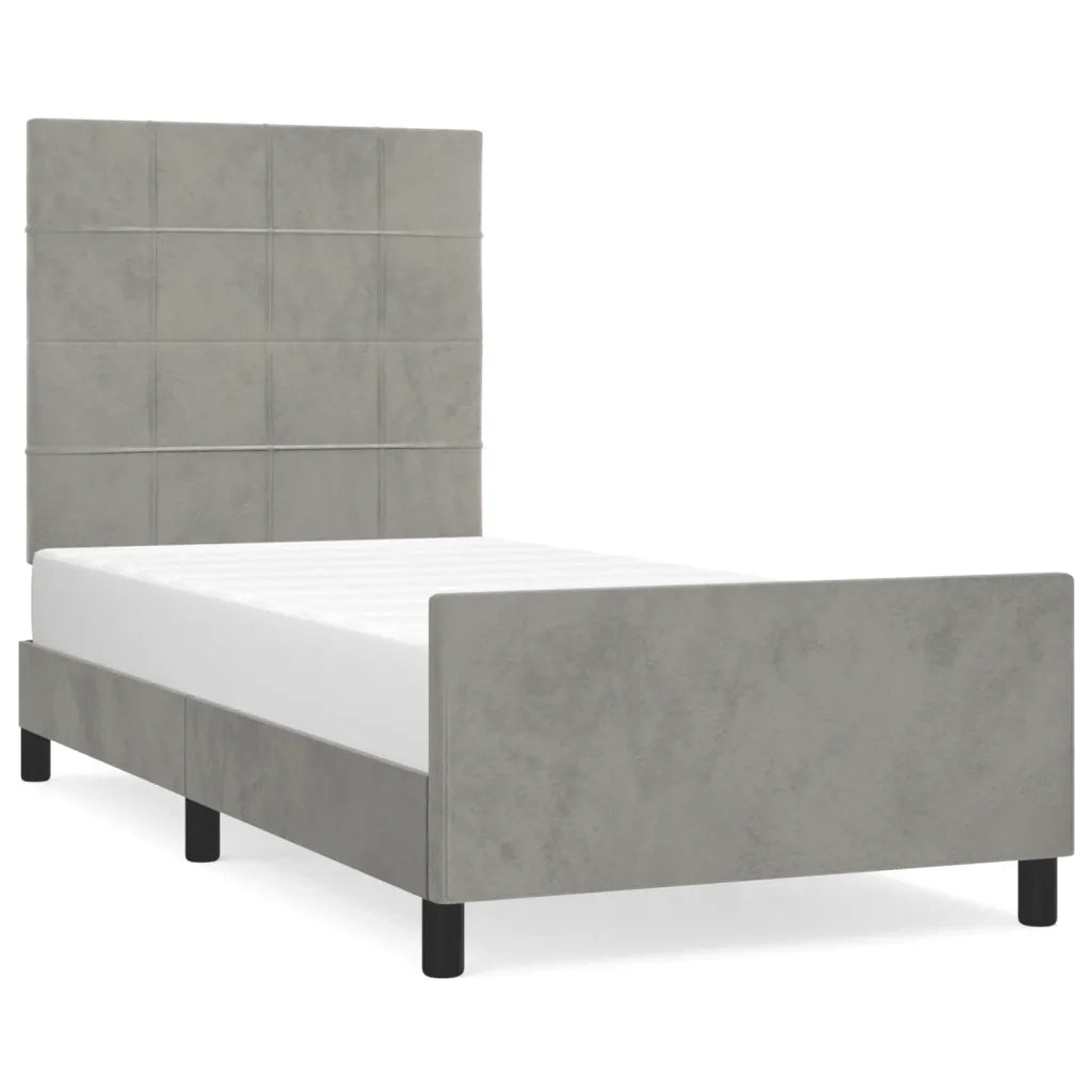 Giroletto senza Materasso Grigio Chiaro 90x190 cm Velluto 3125727