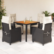 Set da Pranzo da Giardino 5 pz Nero con Cuscini in Polyrattan 3212655