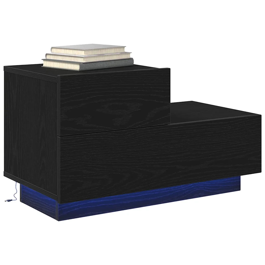 Armadio da Notte con cassetto Rovere Nero 70 x 36 x 40,5 cm 863065