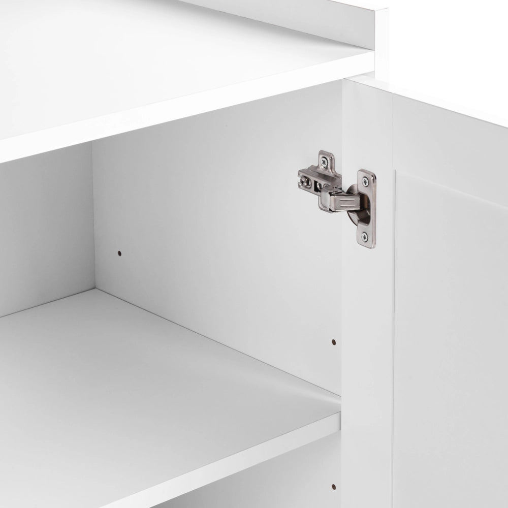 Credenza contenitore 4 cassetti 2 ante metallo bianco in stile rustico