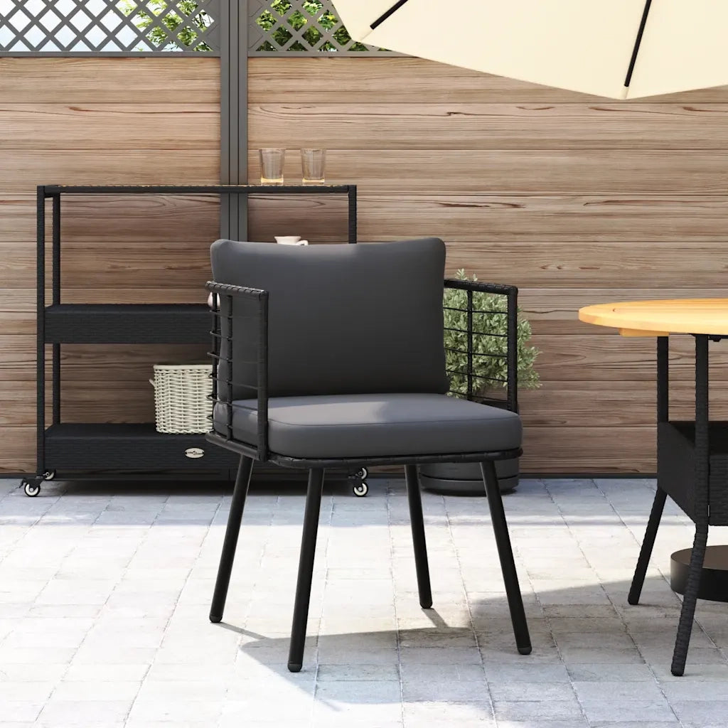 Poltrona da Giardino con Cuscini in Polyrattan Nero 4108259