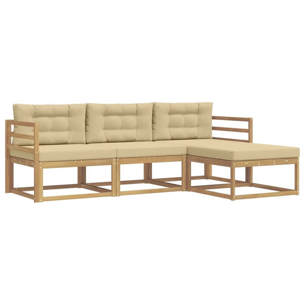 Set di divani da esterno 4 pz Bianco e Beige Poliestere 3386257